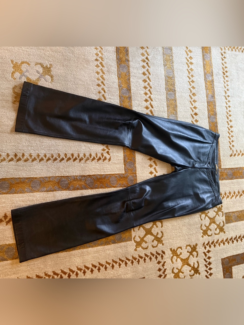 Women's Black Faux Leather Straight-Leg Pants
